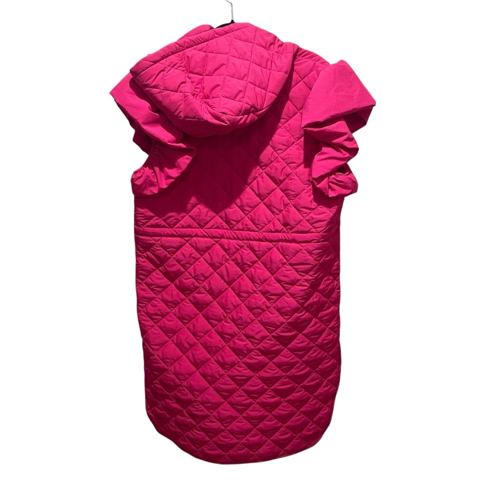 Timing Ruffle Cap Sleeve Quilted Midi Jacket Hot Pink Women’s Size Small New - Picture 9 of 12